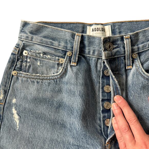 AGOLDE 90s Mid Rise Loose Fit Jeans Fall Out Distressed - Picture 6 of 12